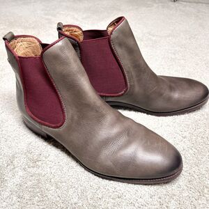 Pikolinos Royal Chelsea Boots Womens 10 EU 41 Leather Ankle Flat Gray Red Shoes
